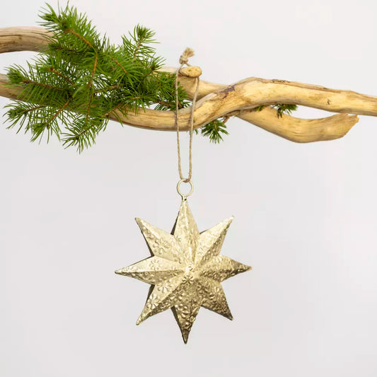 Hammered Silver Star Decoration, Antique Silver