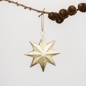Hammered Silver Star Decoration, Antique Silver