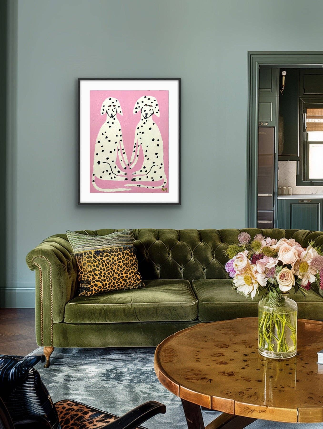 Dalmatians on Pink Art Print