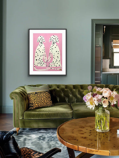 Dalmatians on Pink Art Print