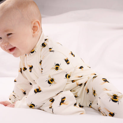 Bee Print Cotton Sleepsuit Onesie 3m -18m