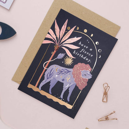 Lion Zodiac Birthday Card