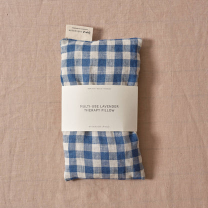 Blue Linen Gingham Hot & Cold Use Lavender Therapy Pillow