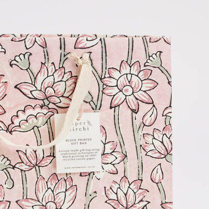 Lotus Pink Earth Medium Block Printed Gift Bags
