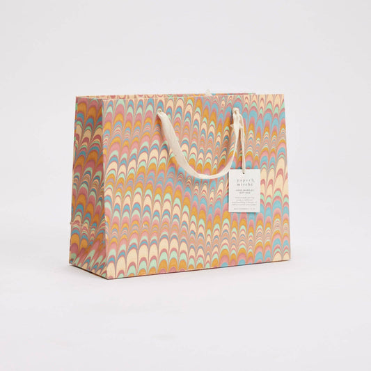 Scallop Mint Rose Medium Hand Marbled Gift Bags
