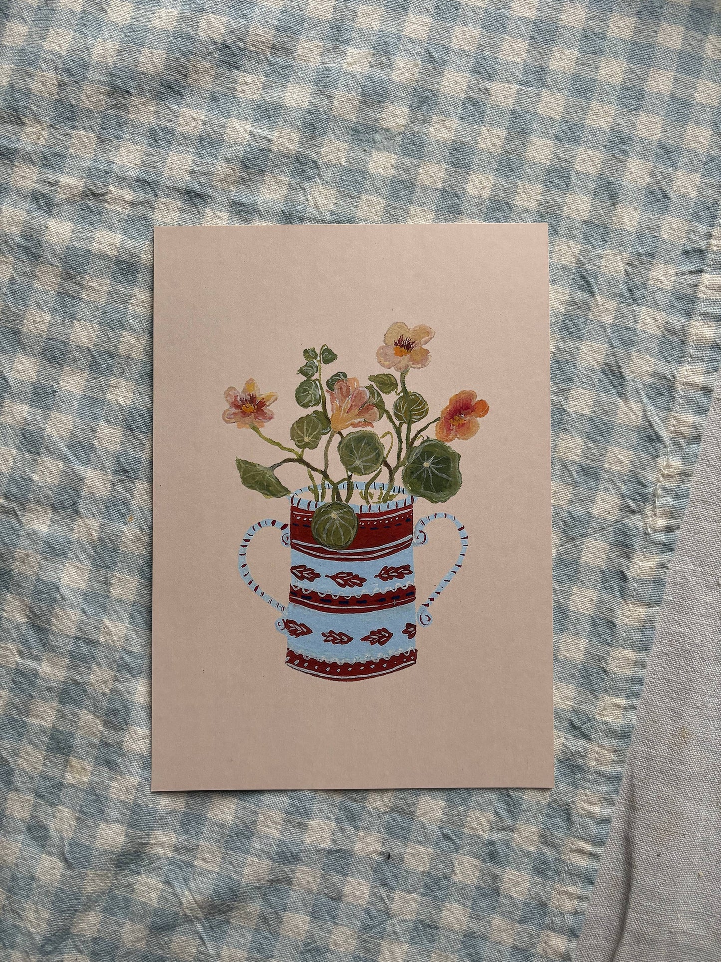 Apricot Nasturtium A5 Gouache Art Print