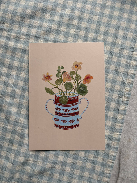 Apricot Nasturtium A5 Gouache Art Print