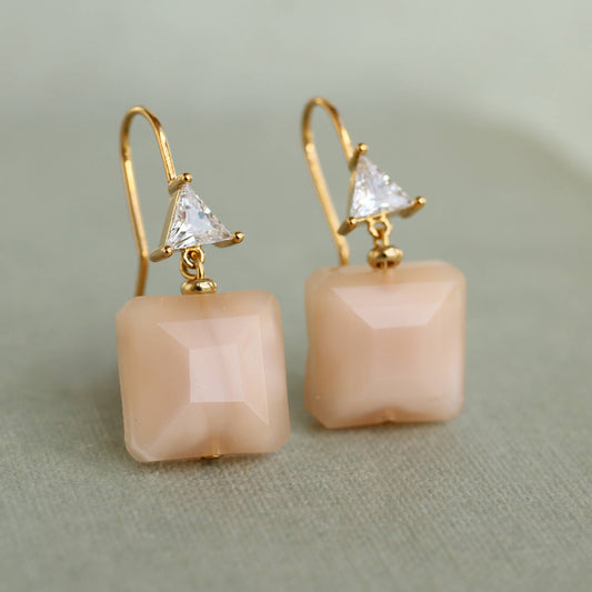 Peach Vintage Glass & Crystal Earrings