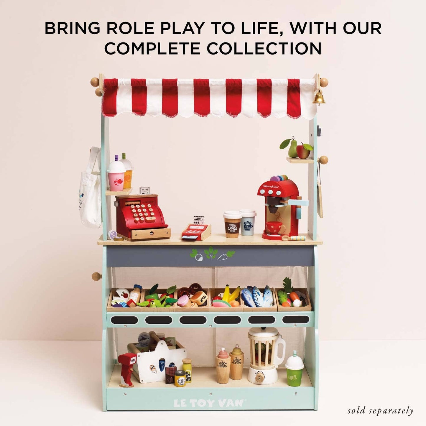 Orchard Fruits Wooden Market Crate Set Children Toddler Toys