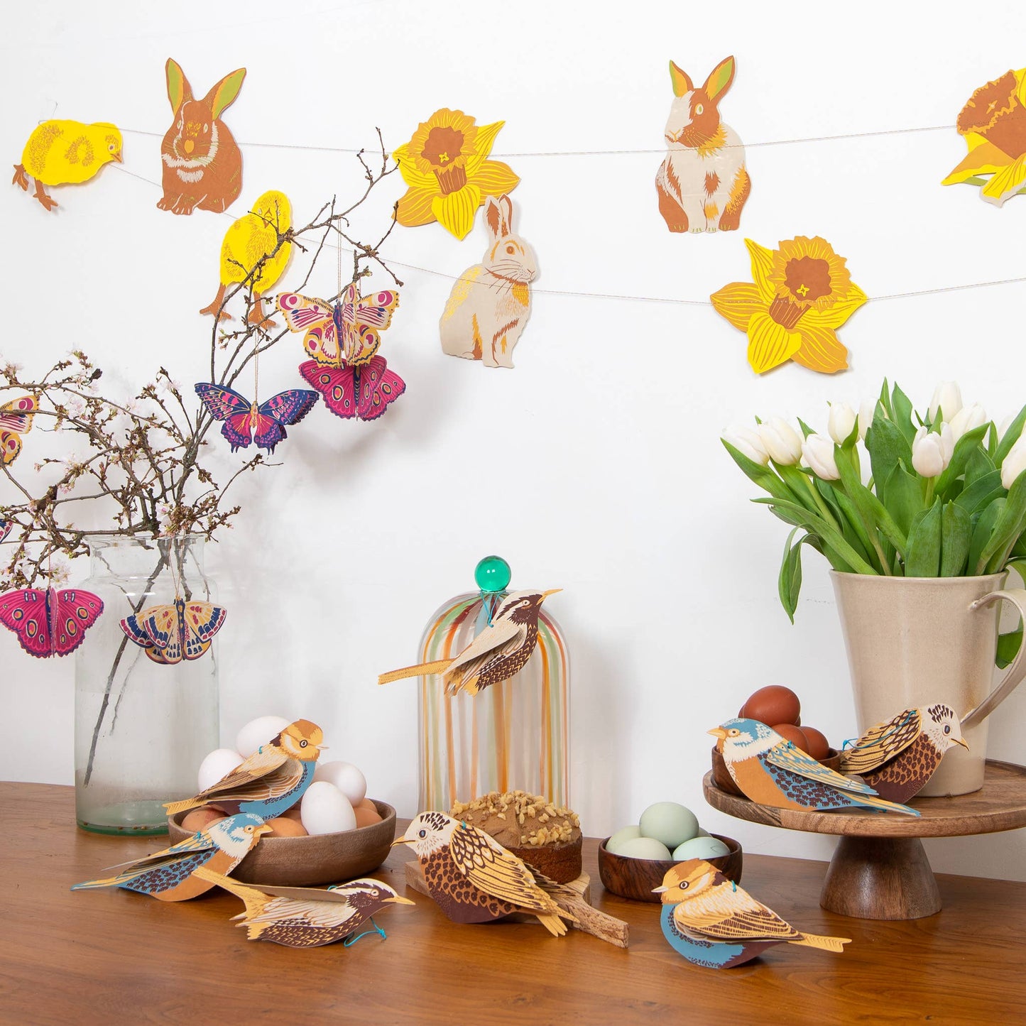 Rabbits Daffodils Easter Sewn Garland