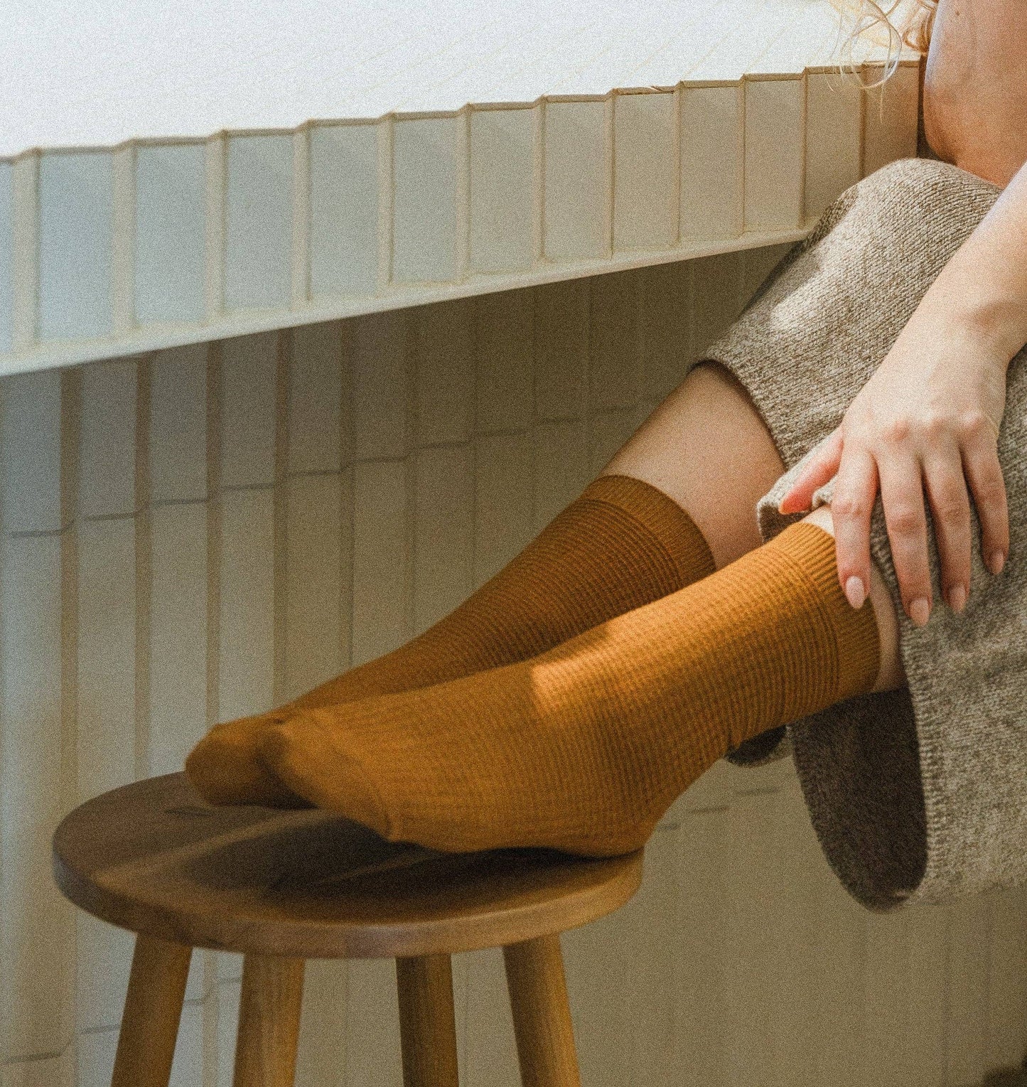 Summer Waffle Socks in Arabica
