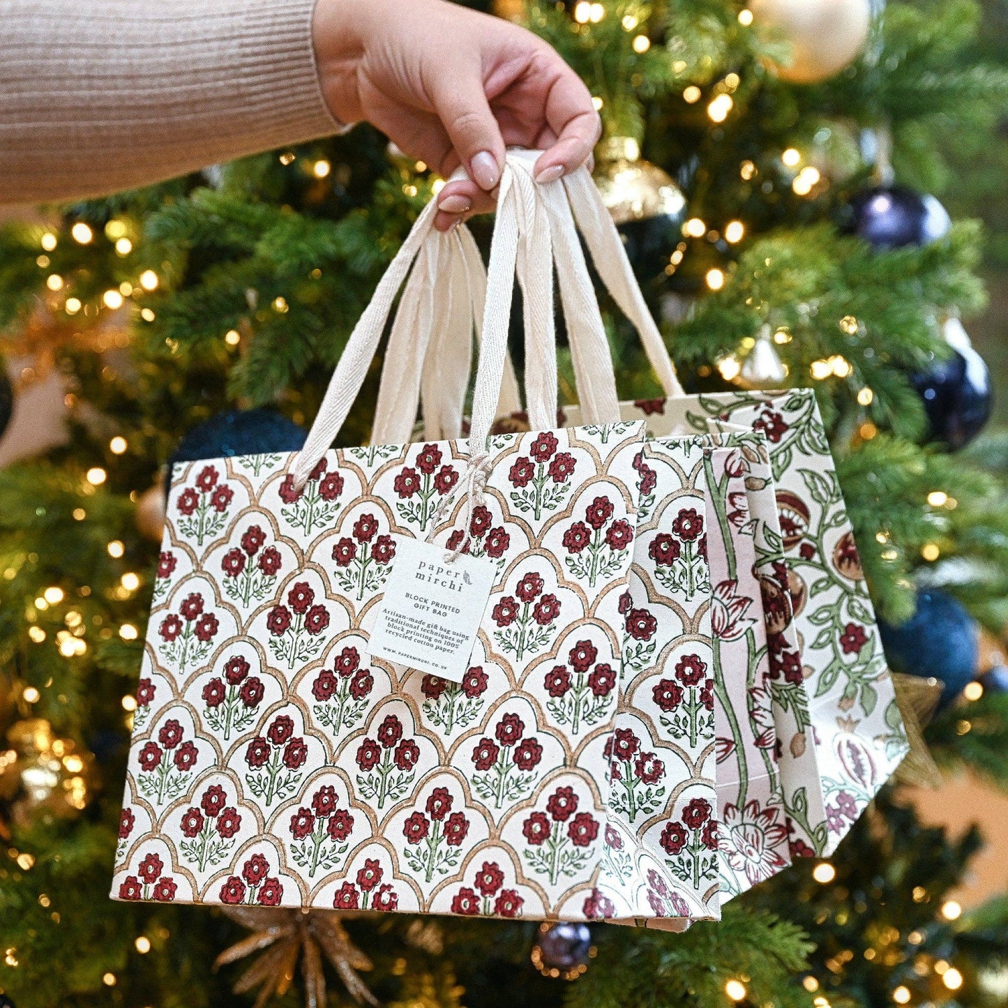 Pomegranate Cherry Medium Block Printed Gift Bags