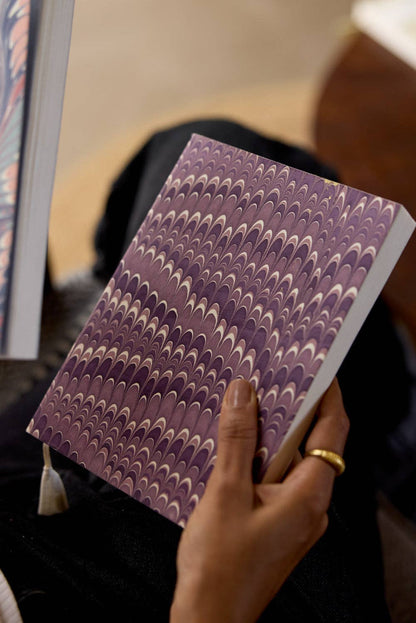 Hand Marbled Blank Notebook (A5) - Mini Scallops Lavender