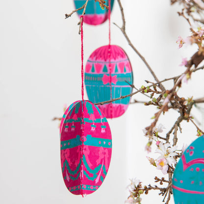 Easter Egg Paper Screen Printed Egg Decorations