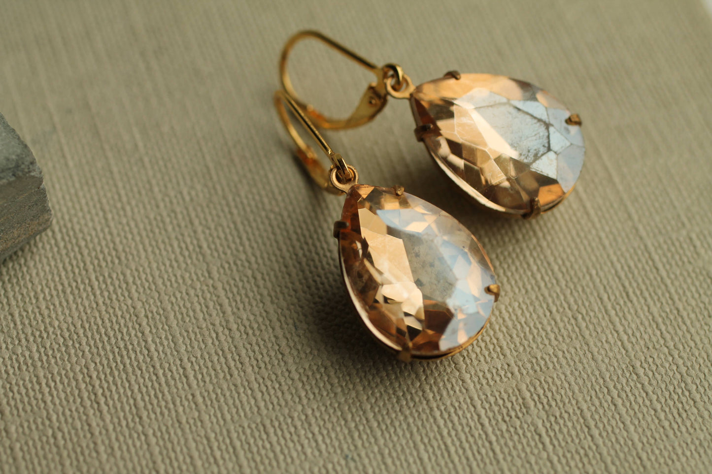 Vintage Champagne Teardrop Earrings