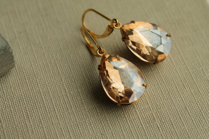 Vintage Champagne Teardrop Earrings