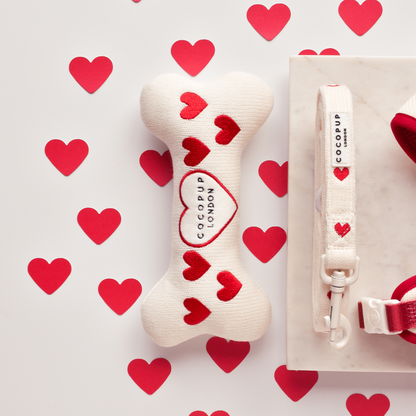 Love Hearts Hugs & Knitted Bone Dog Toy - Cocopup
