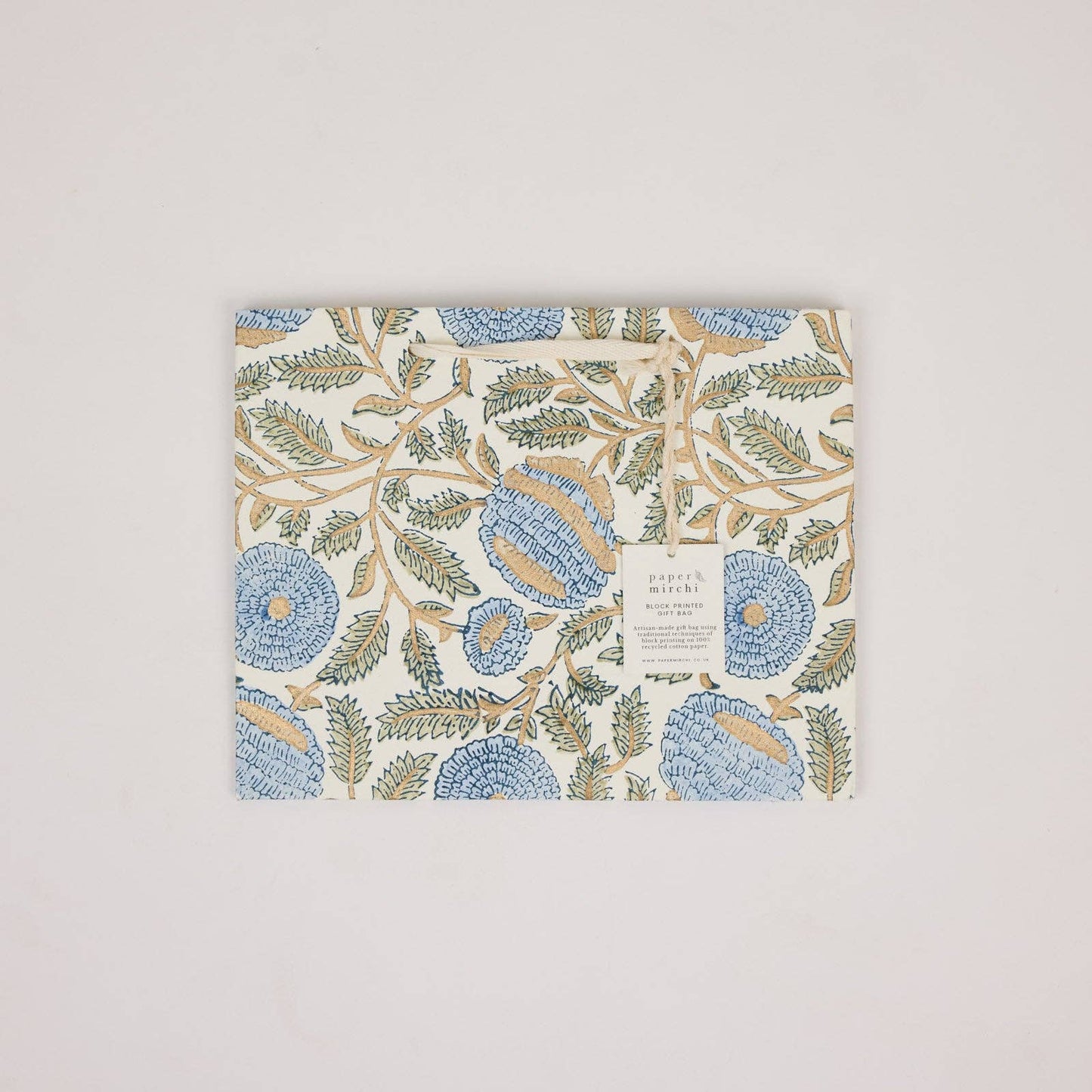 Marigold Blue Stone Medium Block Printed Gift Bags