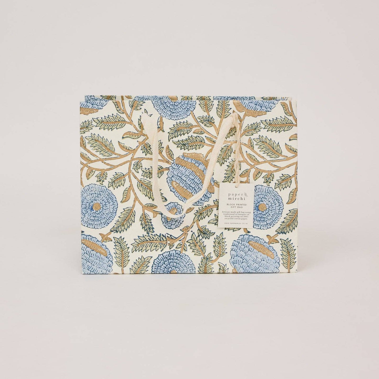 Marigold Blue Stone Medium Block Printed Gift Bags