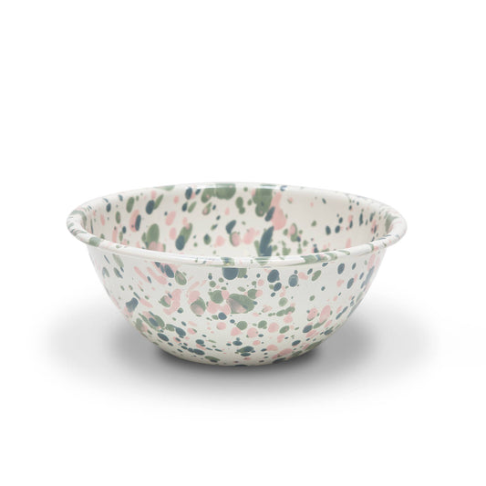 Small Serving Bowl Splatterwear Mint Hibiscus Enamelware