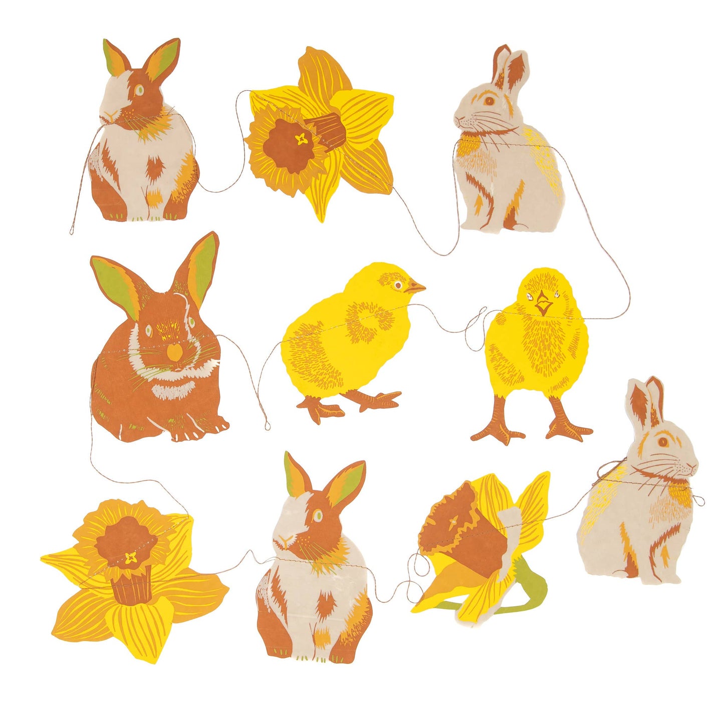 Rabbits Daffodils Easter Sewn Garland