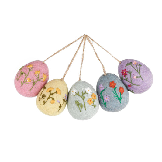 Handmade Felt Large Floral Easter Eggs