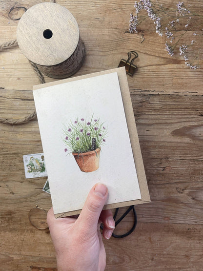 Potted Chives Vintage Style Card