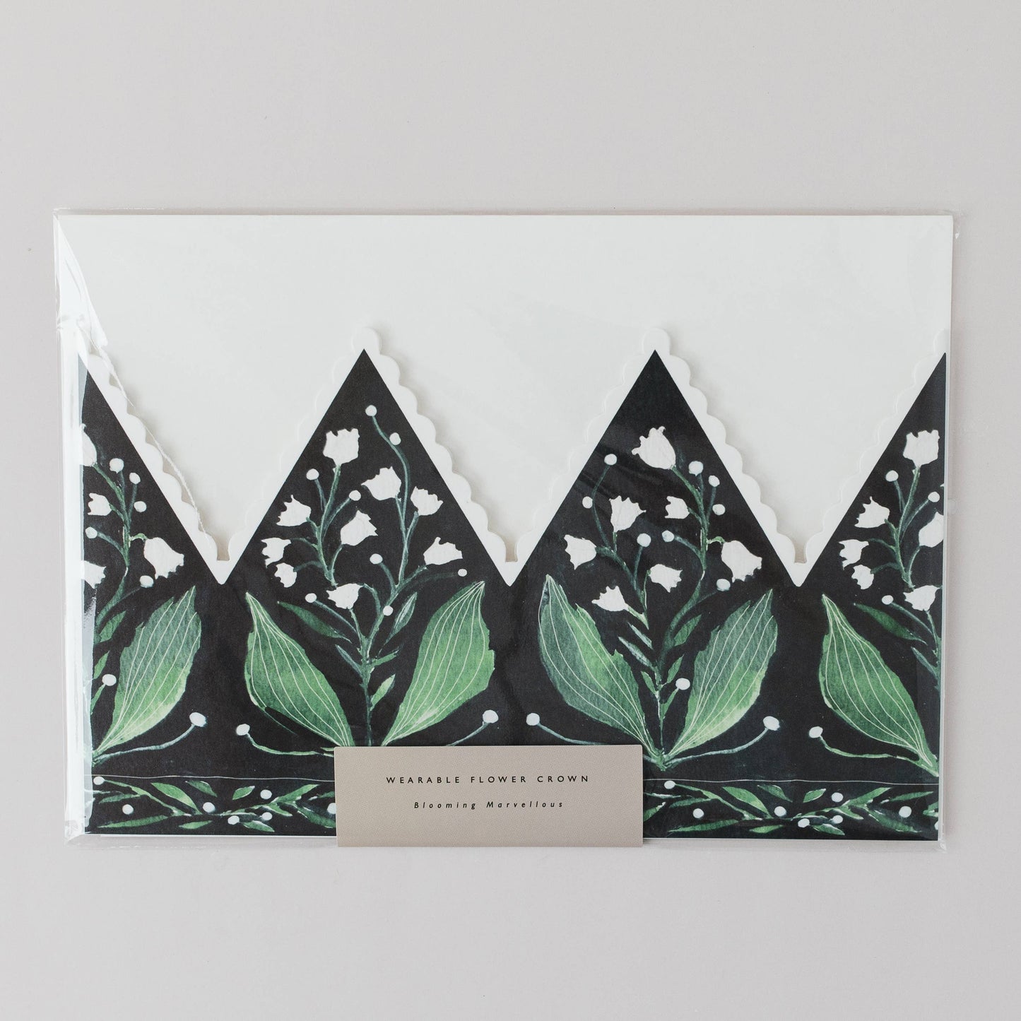 Botanical Party Hat Crown Birthday Card Lily of the Valley