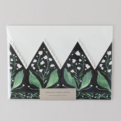 Botanical Party Hat Crown Birthday Card Lily of the Valley
