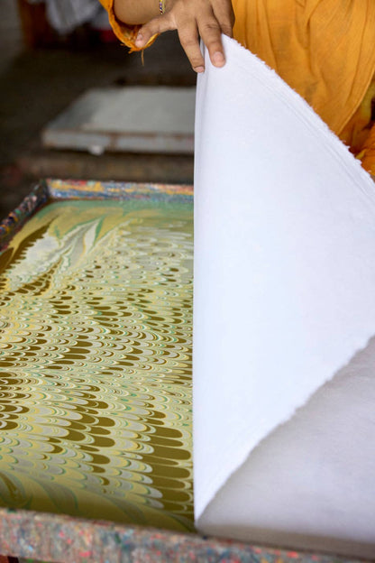 Scallops Yellow Large Hand Marbled Gift Bags