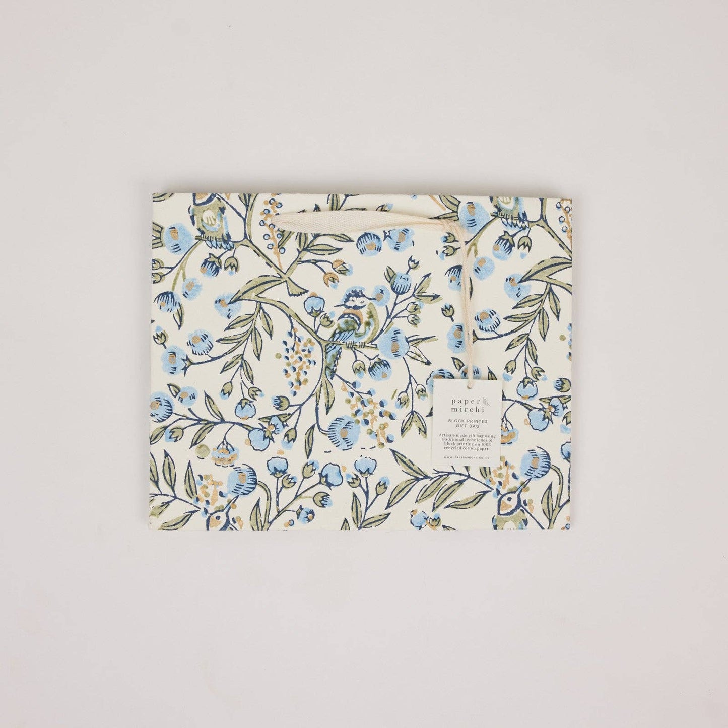 Songbird Blue Stone Medium Block Printed Gift Bags
