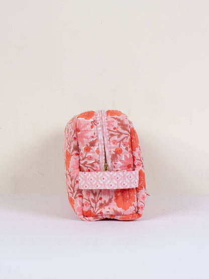 Floribunda Quilted Washbag, Vintage Pink