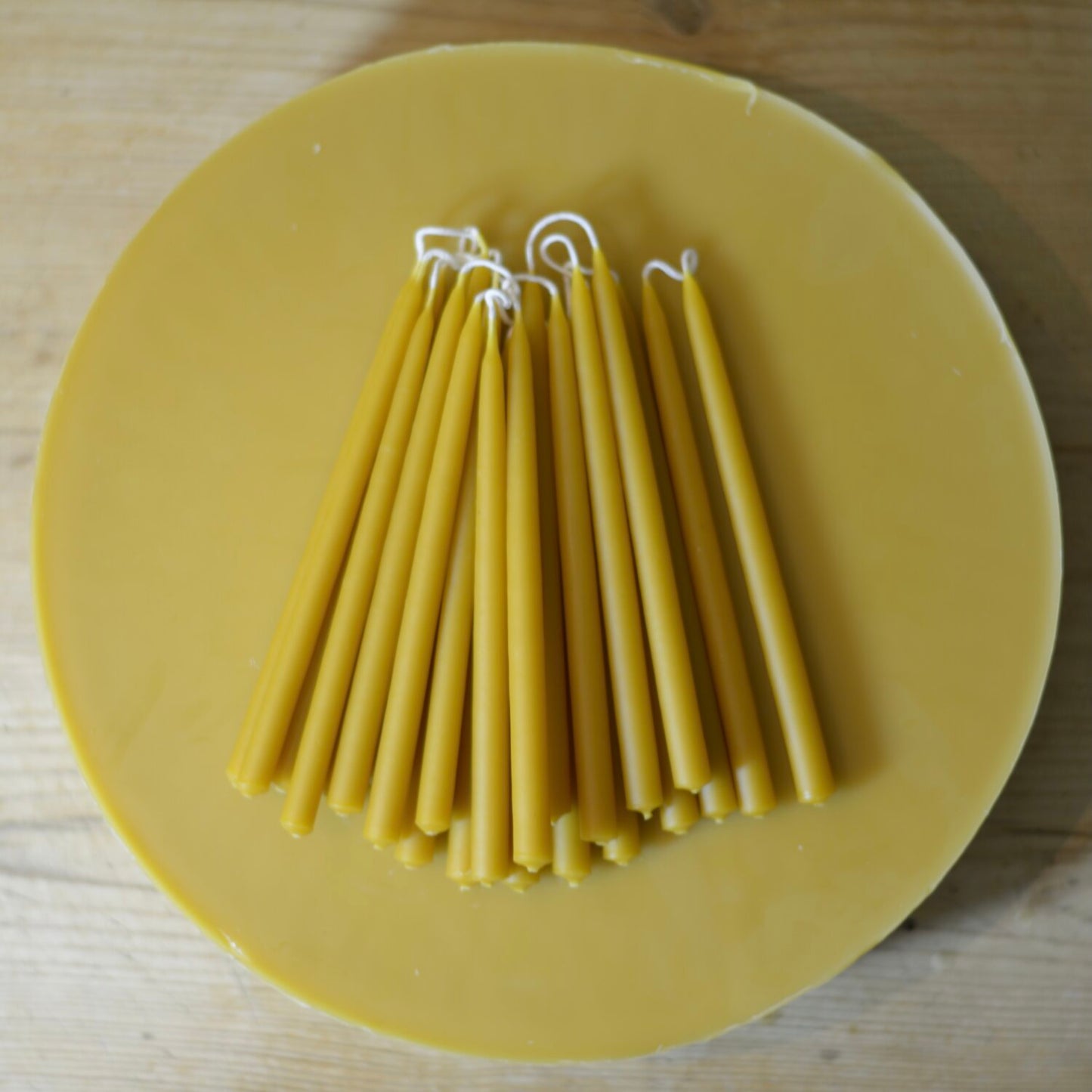 Beeswax Hand Dipped Birthday Cake & Celebration Church Taper Candles, Bundle of 10