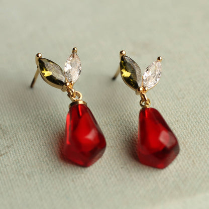 Pomegranate Seed Cut Glass & Crystal Earrings