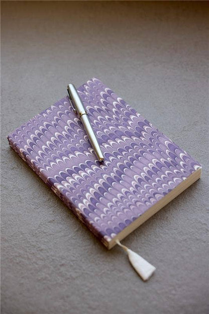 Hand Marbled Blank Notebook (A5) - Mini Scallops Lavender