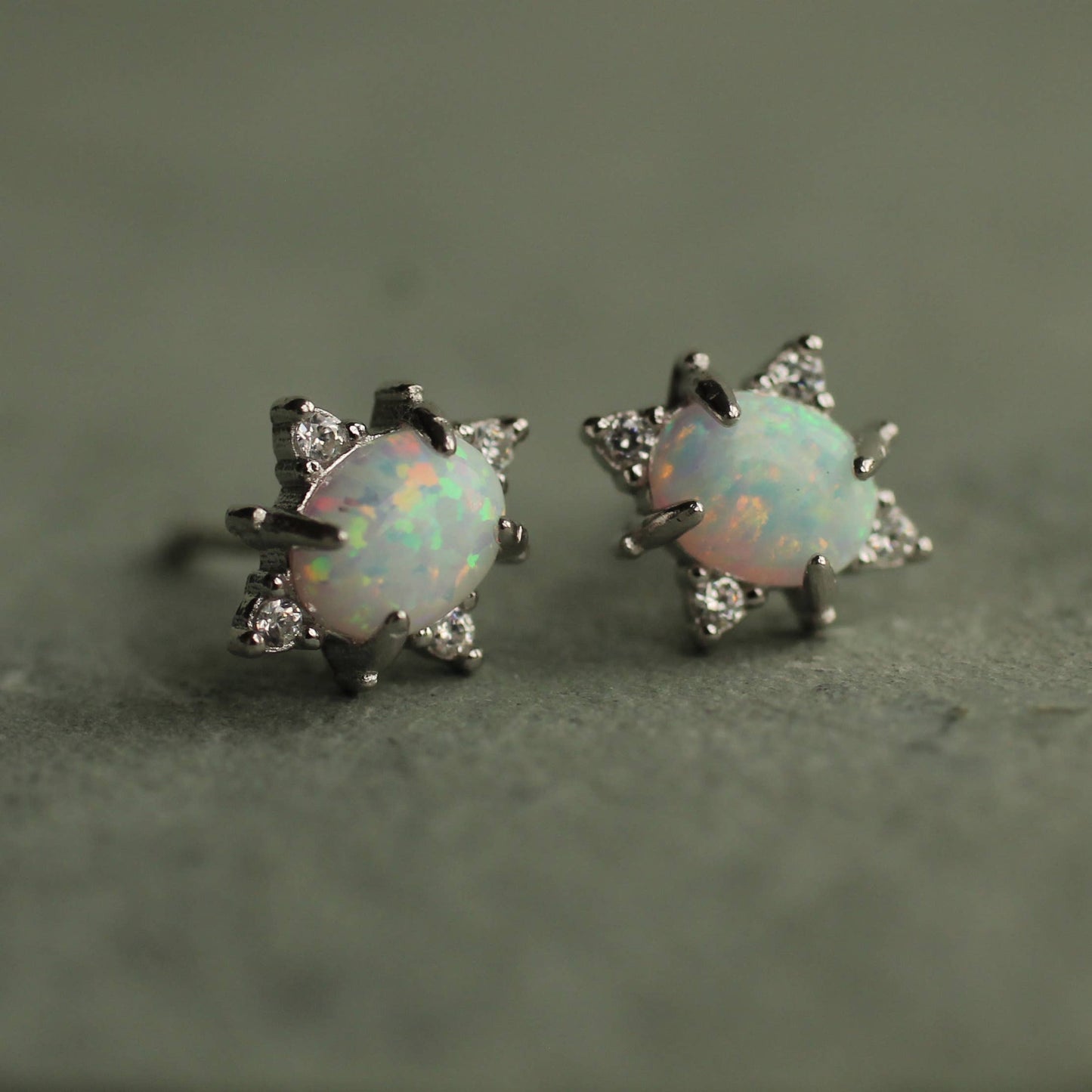 Opal Oval Stud Earrings