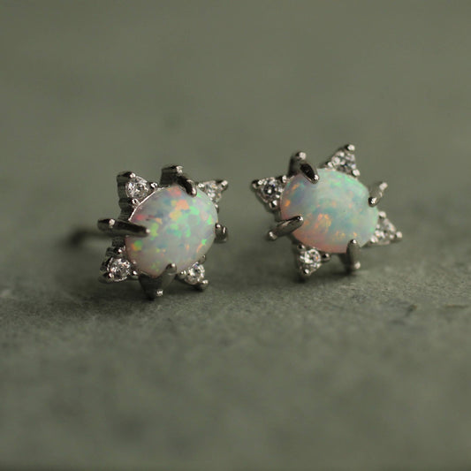 Opal Oval Stud Earrings
