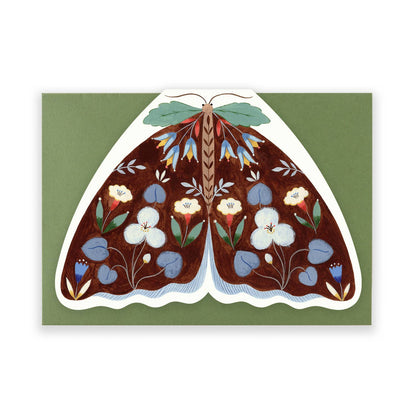 Brown Floral Moth shaped card