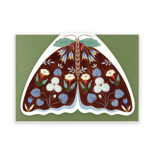 Brown Floral Moth shaped card