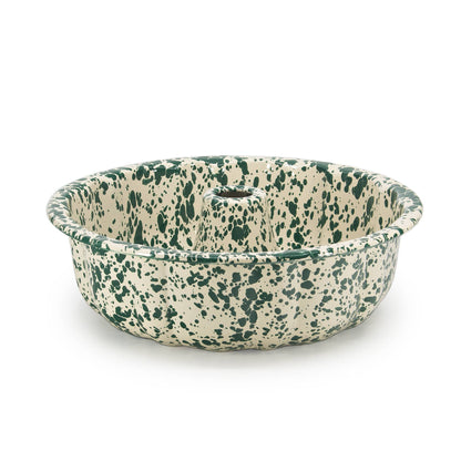 Bundt Pan Splatterware Green & Cream Enamelware