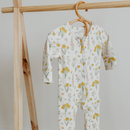 Organic Cotton & Bamboo Daffodil Sleepsuit