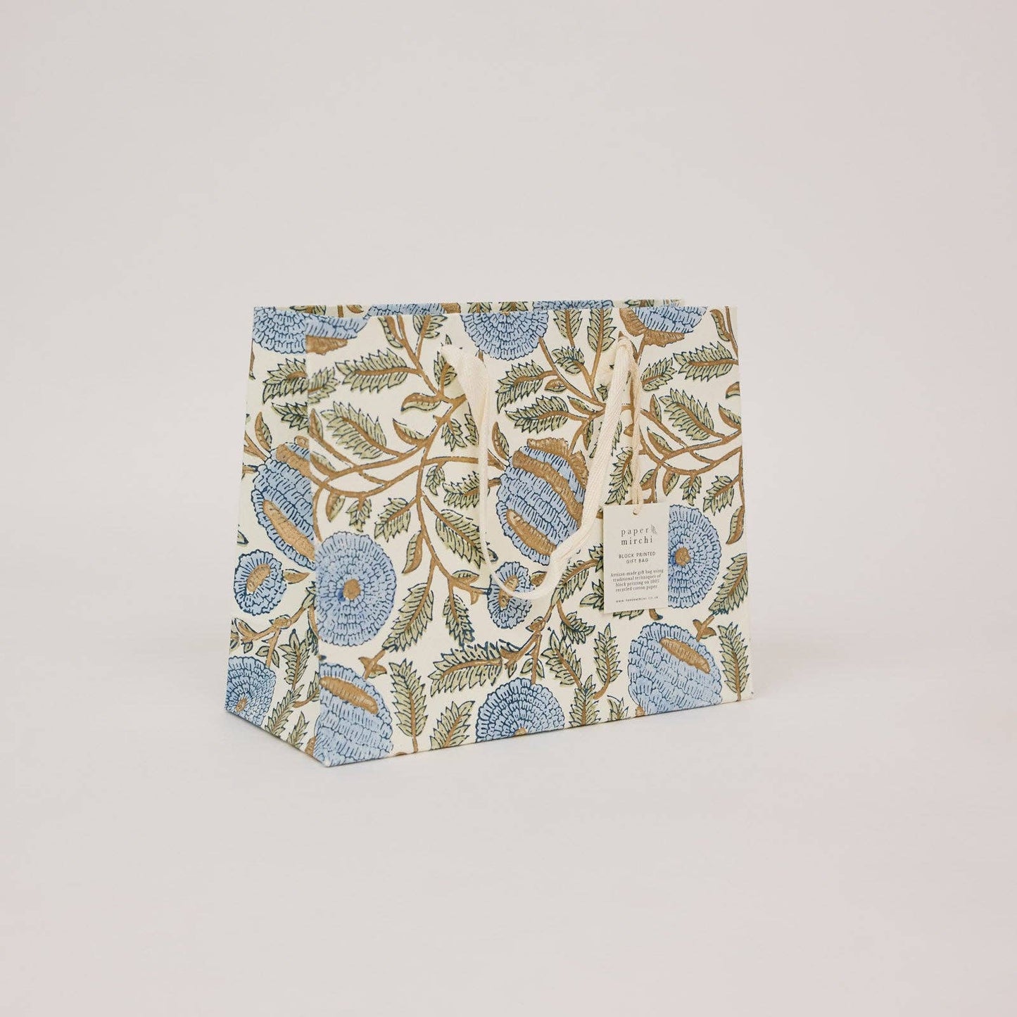 Marigold Blue Stone Medium Block Printed Gift Bags
