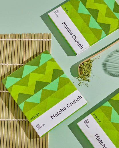 Matcha Crunch - Organic 70% dark chocolate bar, 70g Ocelot