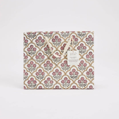 Trellis Pink Earth Medium Block Printed Gift Bags