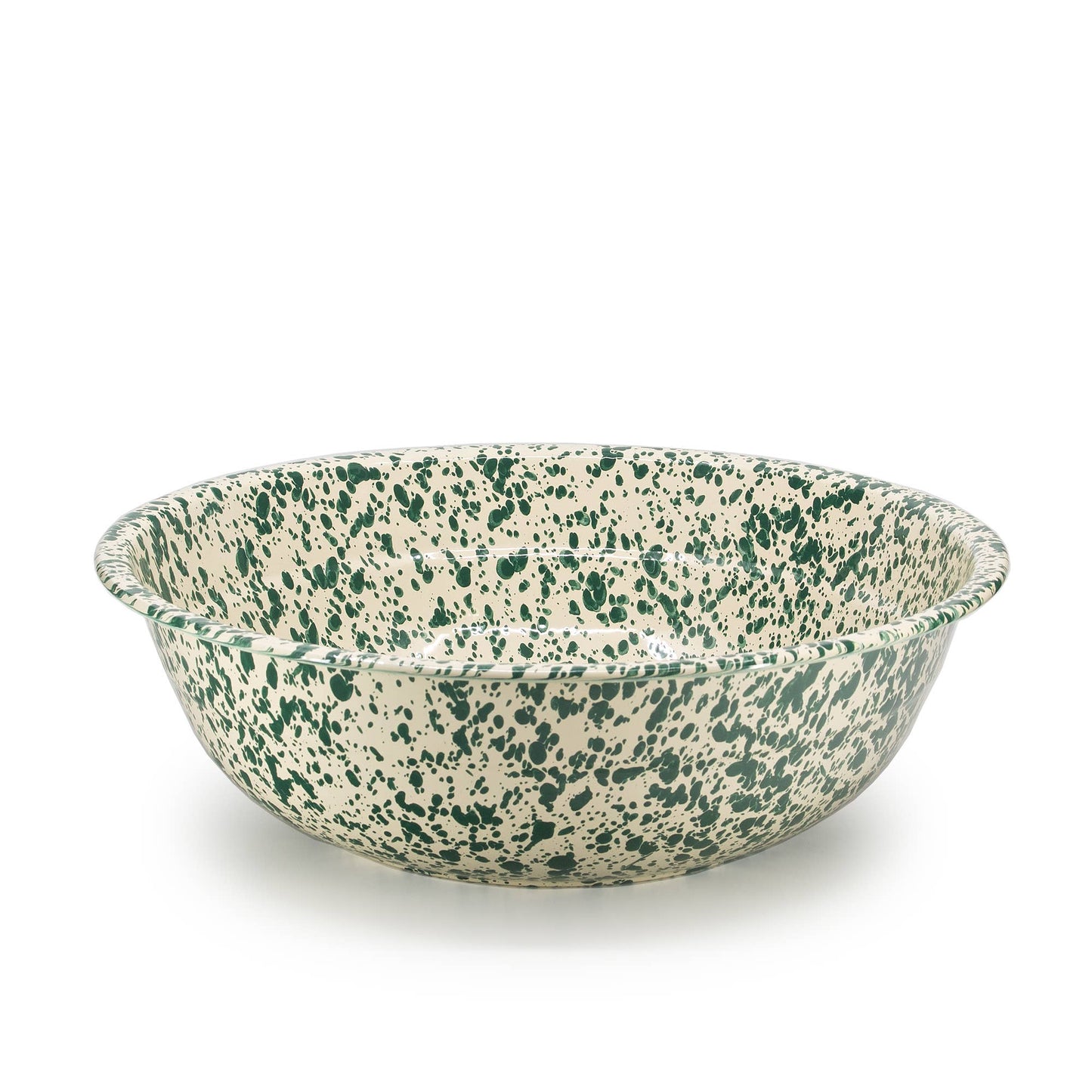 Medium Basin Splatterware Green & Cream Enamelware