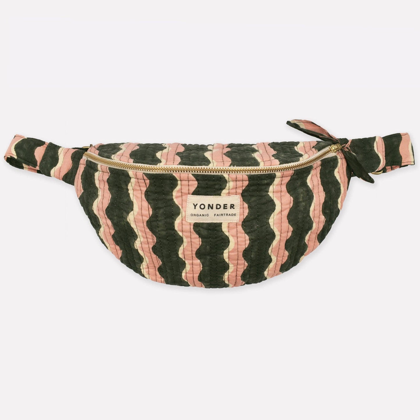 Organic Cotton Quilted Bumbag Hand Block Printed in Whirly Fern
