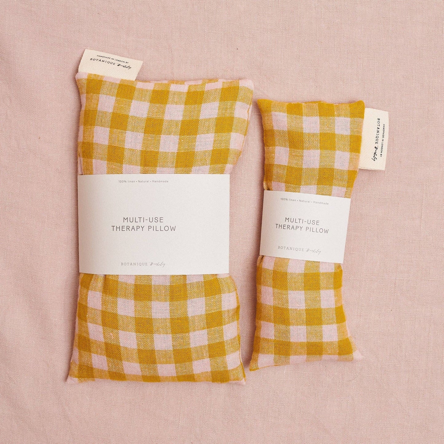 Yellow Linen Gingham Hot & Cold Use Lavender Therapy Pillow
