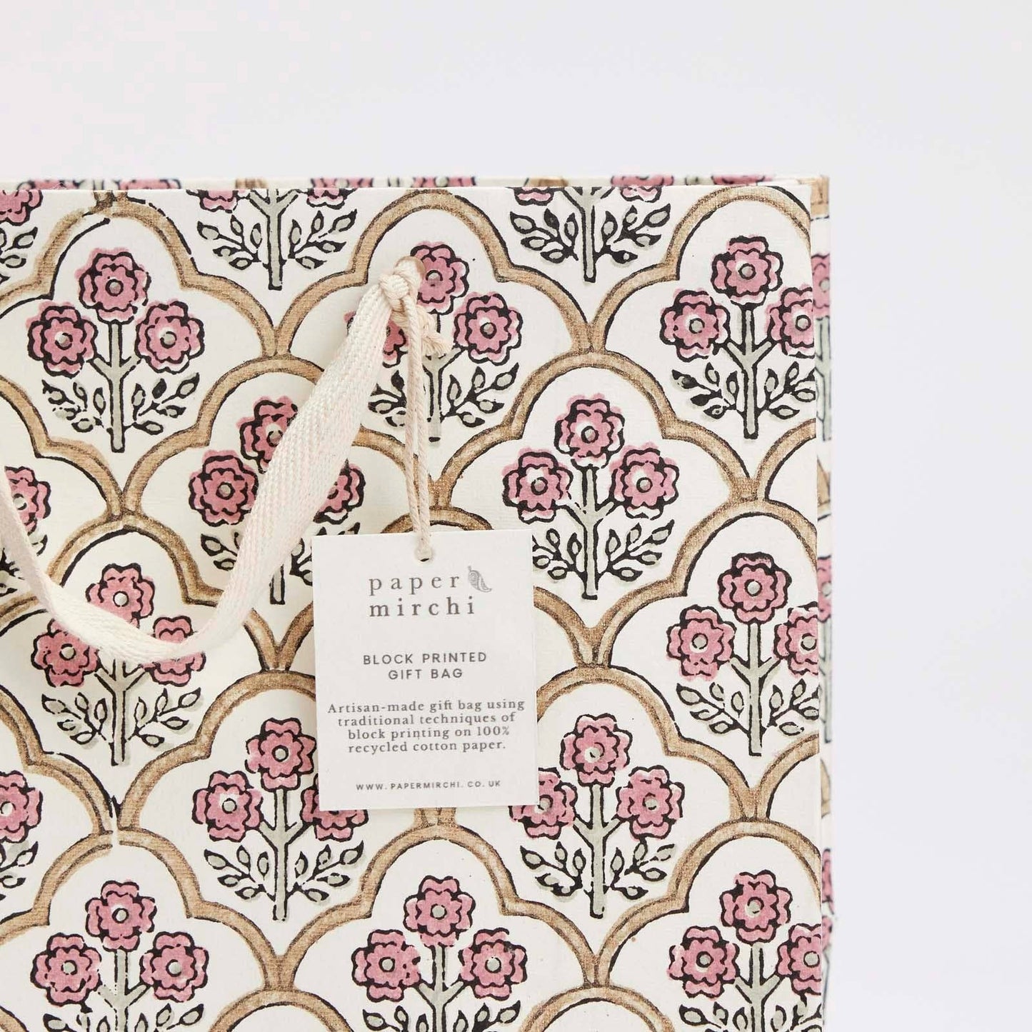 Trellis Pink Earth Medium Block Printed Gift Bags