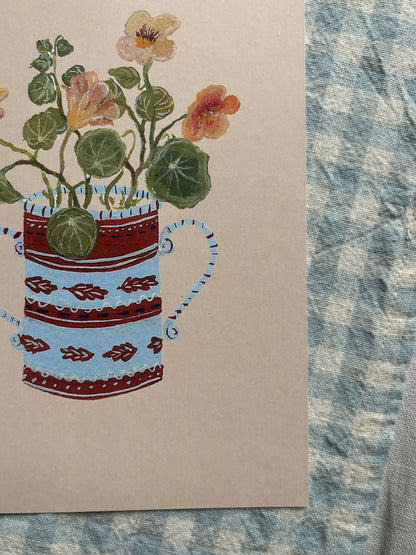 Apricot Nasturtium A5 Gouache Art Print