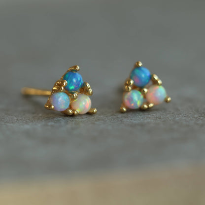 Turquoise Trio Opal Stud Earrings